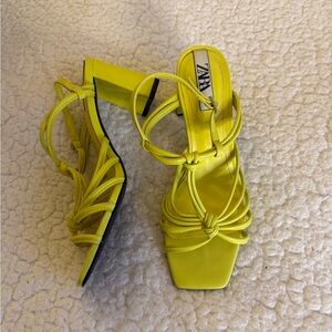Zara Bright Yellow Knotted Heels